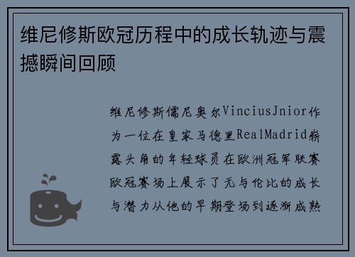 维尼修斯欧冠历程中的成长轨迹与震撼瞬间回顾